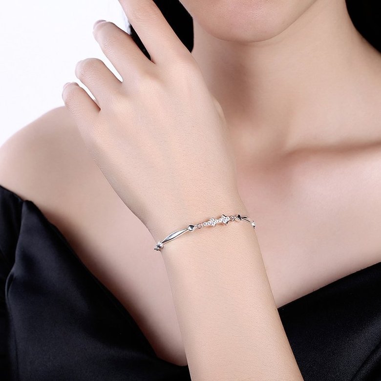 Wholesale Sagittarius Constellation Real 925 Sterling Silver CZ Bracelet TGSLB053 0