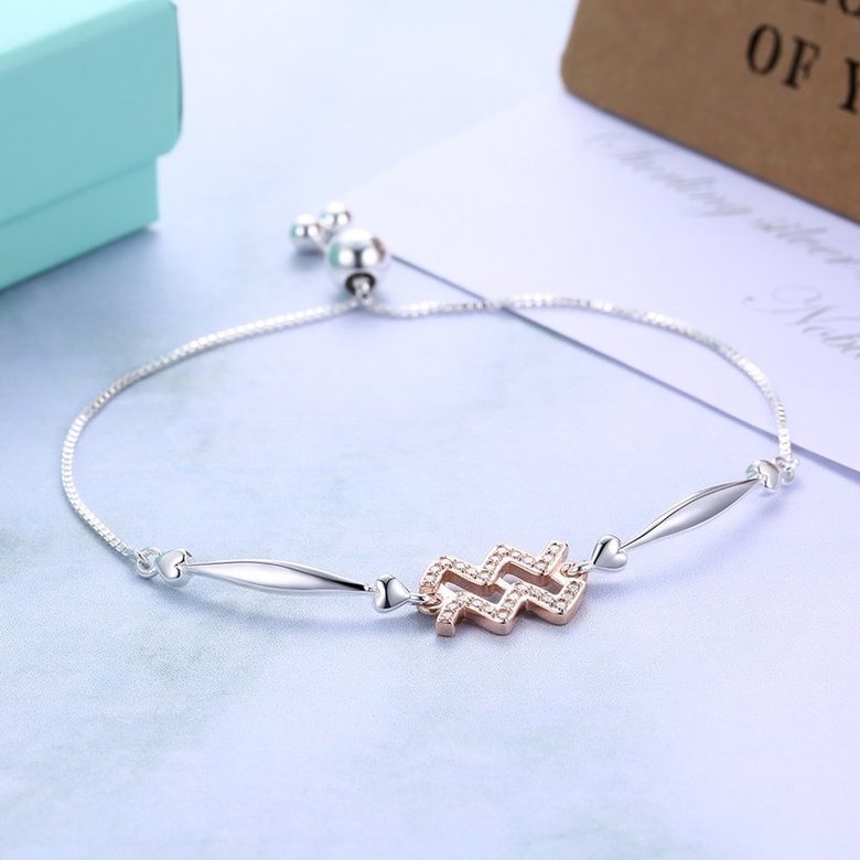 Wholesale Aquarius Constellations Real 925 Sterling Silver CZ Bracelet TGSLB054 3