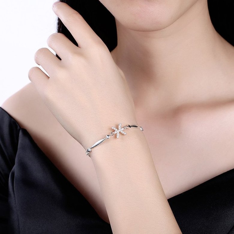 Wholesale Pisces Constellations Real 925 Sterling Silver CZ Bracelet TGSLB055 0