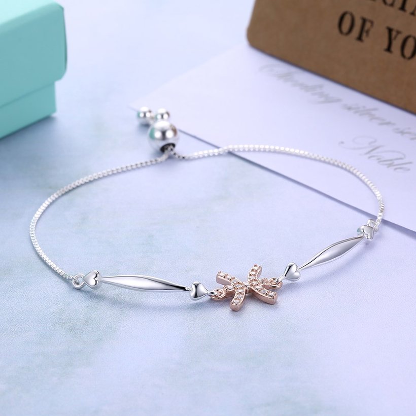 Wholesale Pisces Constellations Real 925 Sterling Silver CZ Bracelet TGSLB055 3