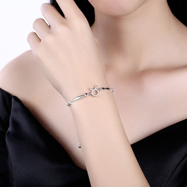 Wholesale Taurus Constellations Real 925 Sterling Silver CZ Bracelet TGSLB001 0