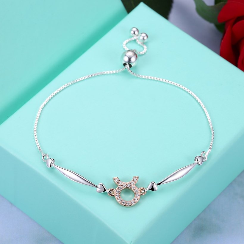 Wholesale Taurus Constellations Real 925 Sterling Silver CZ Bracelet TGSLB001 2