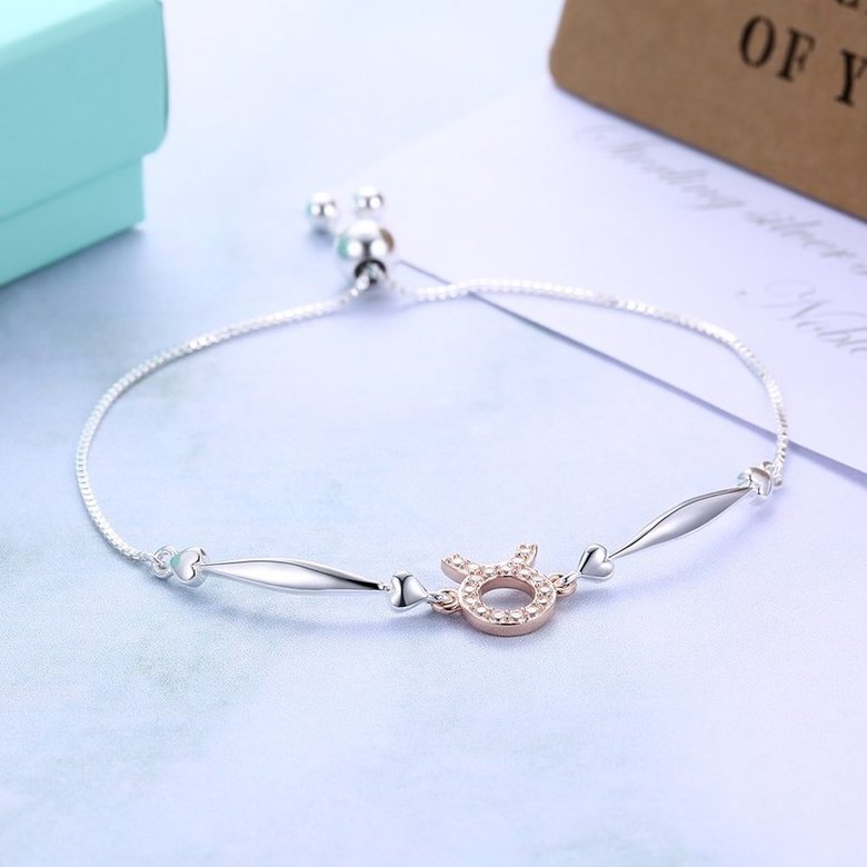 Wholesale Taurus Constellations Real 925 Sterling Silver CZ Bracelet TGSLB001 3