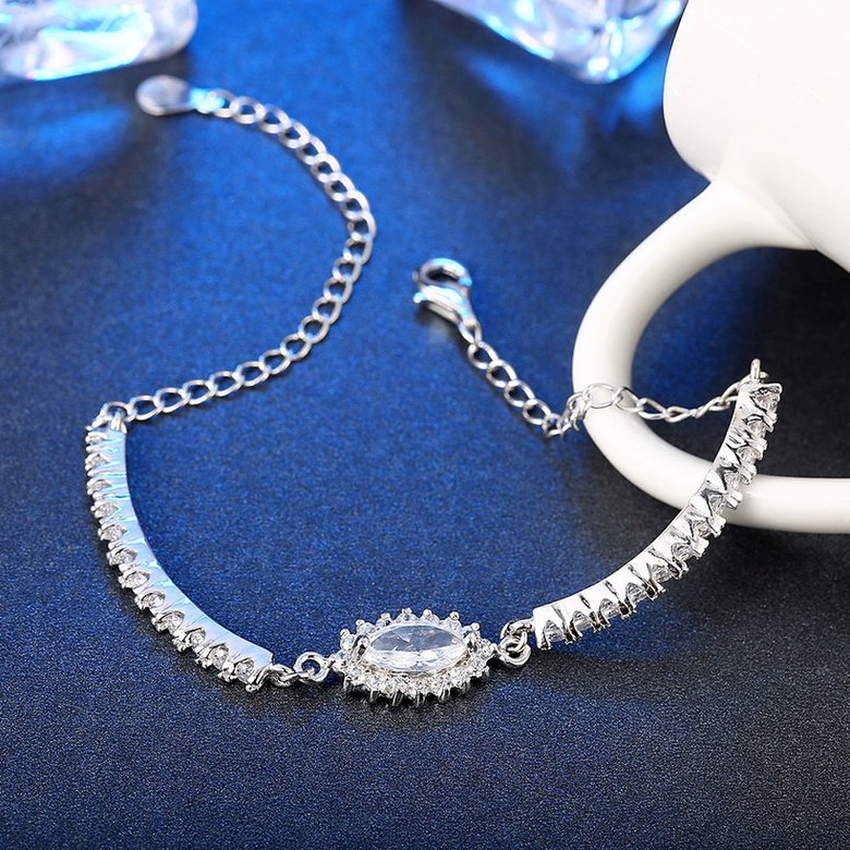 Wholesale Trendy Silver Geometric CZ Bracelet TGSLB033 2