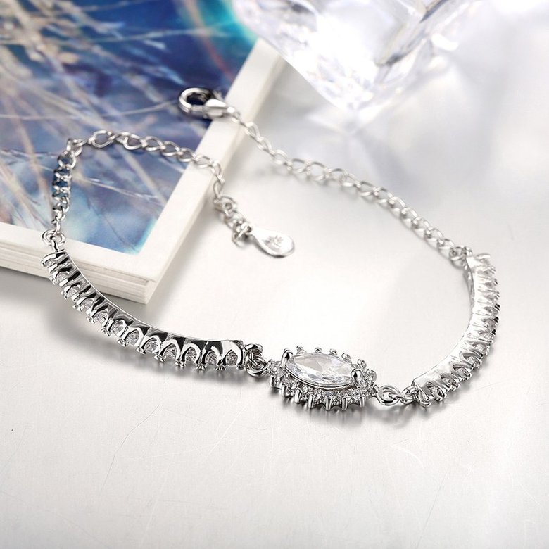 Wholesale Trendy Silver Geometric CZ Bracelet TGSLB033 3