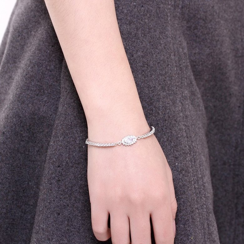 Wholesale Trendy Silver Geometric CZ Bracelet TGSLB033 4