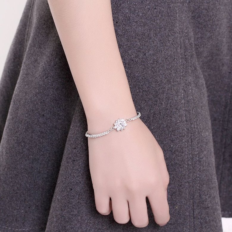 Wholesale Trendy Silver Geometric CZ Bracelet TGSLB038 1