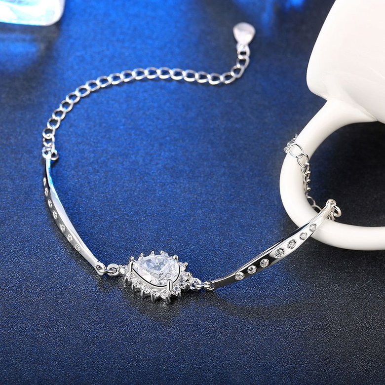 Wholesale Trendy Silver Geometric CZ Bracelet TGSLB038 3