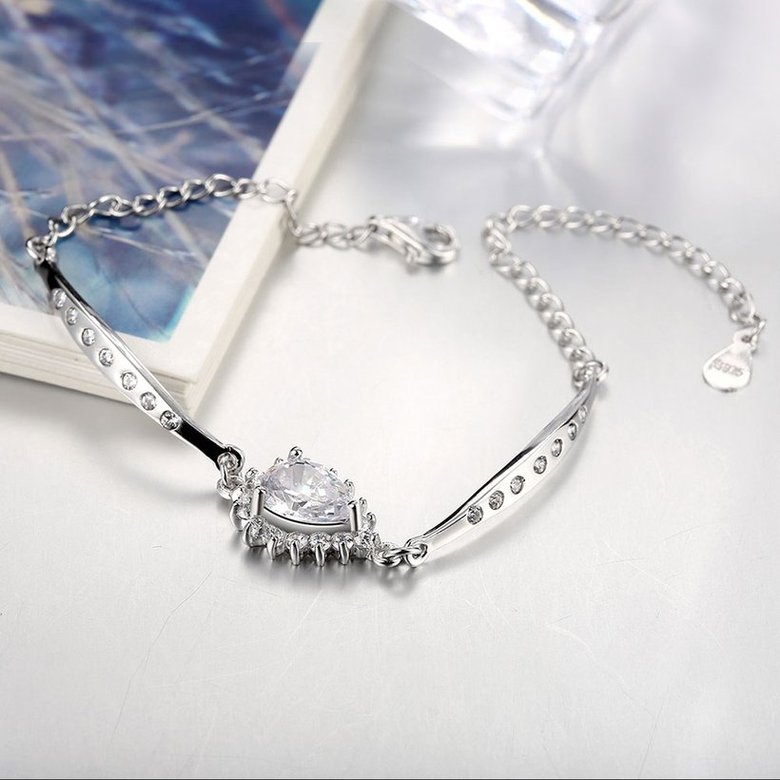 Wholesale Trendy Silver Geometric CZ Bracelet TGSLB038 4