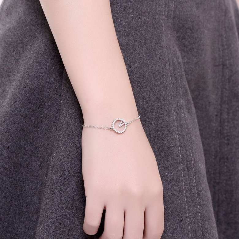 Wholesale Trendy Silver Round CZ Bracelet TGSLB040 4