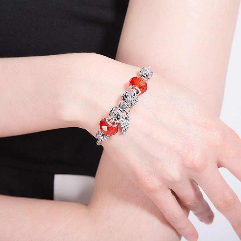 Wholesale Vintage Antique Silver Geometric Red CZ Bracelet TGSLB004 0