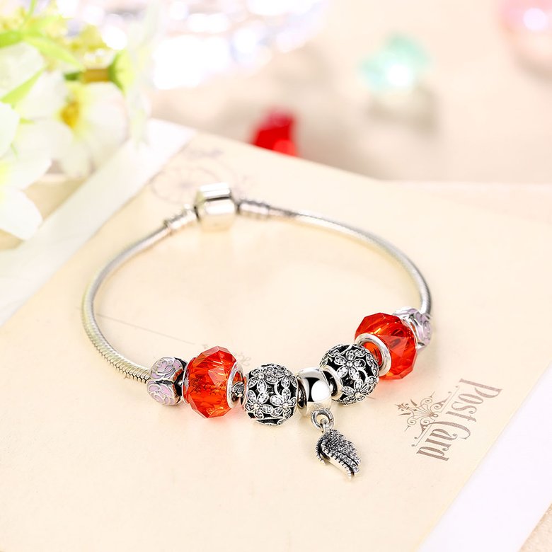 Wholesale Vintage Antique Silver Geometric Red CZ Bracelet TGSLB004 4