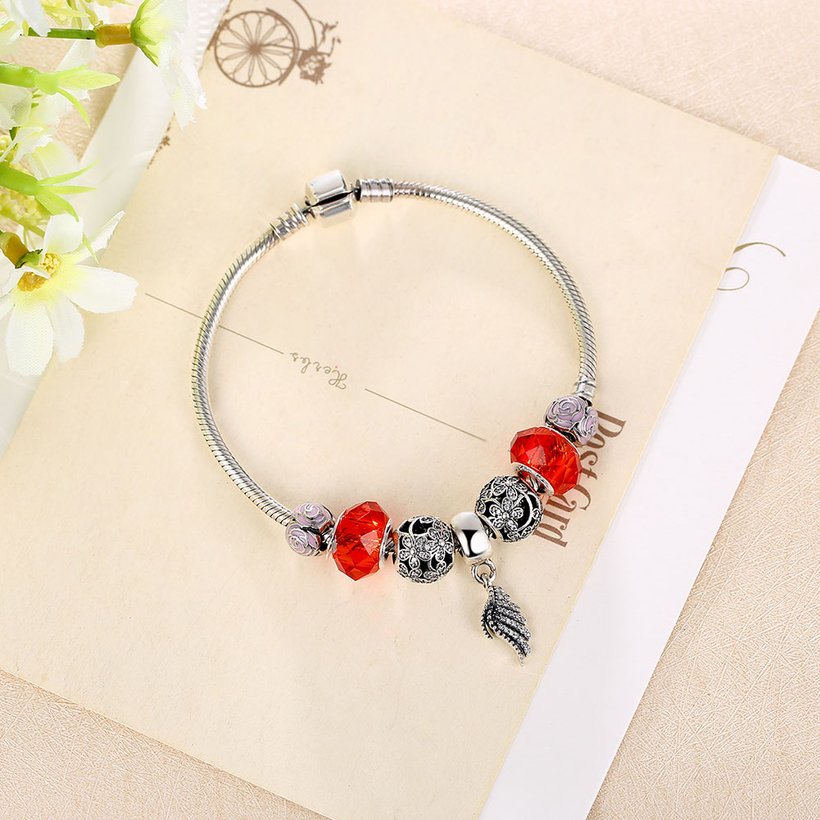 Wholesale Vintage Antique Silver Geometric Red CZ Bracelet TGSLB004 5