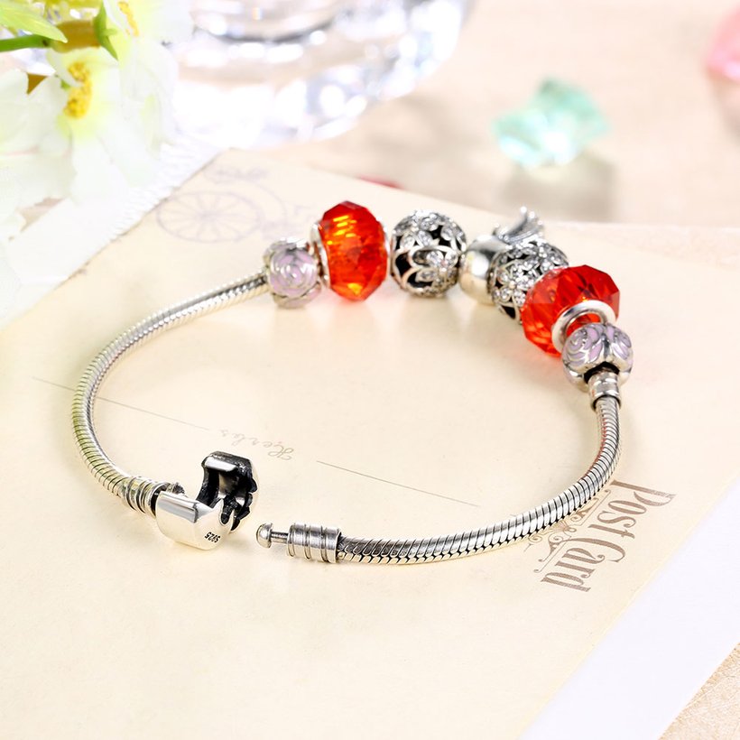 Wholesale Vintage Antique Silver Geometric Red CZ Bracelet TGSLB004 6