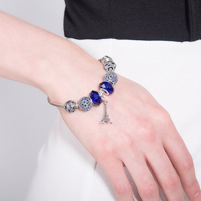 Wholesale Vintage Antique Silver Geometric Blue CZ Bracelet TGSLB005 1