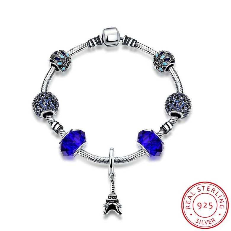 Wholesale Vintage Antique Silver Geometric Blue CZ Bracelet TGSLB005 3