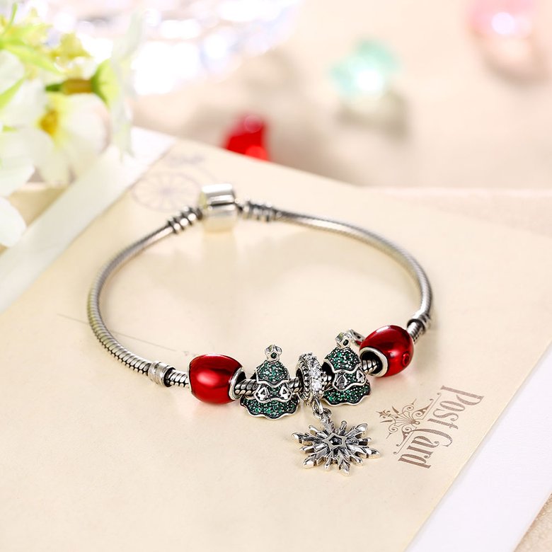 Wholesale Vintage Antique Silver Red CZ Bracelet TGSLB006 1