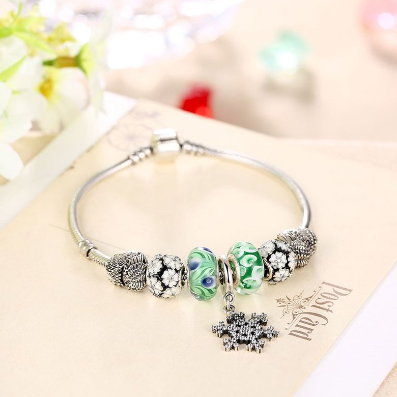 Wholesale Vintage Antique Silver Green CZ Bracelet TGSLB009 1