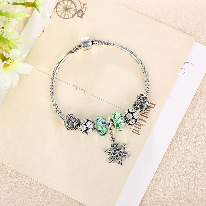 Wholesale Vintage Antique Silver Green CZ Bracelet TGSLB009 2