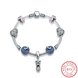 Wholesale Vintage Antique Silver Bowknot Blue CZ Bracelet TGSLB010 2 small