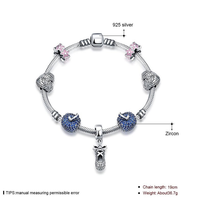 Wholesale Vintage Antique Silver Bowknot Blue CZ Bracelet TGSLB010 3