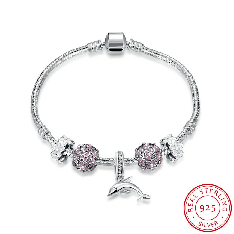 Wholesale Vintage Antique Silver Animal Pink CZ Bracelet TGSLB016 3