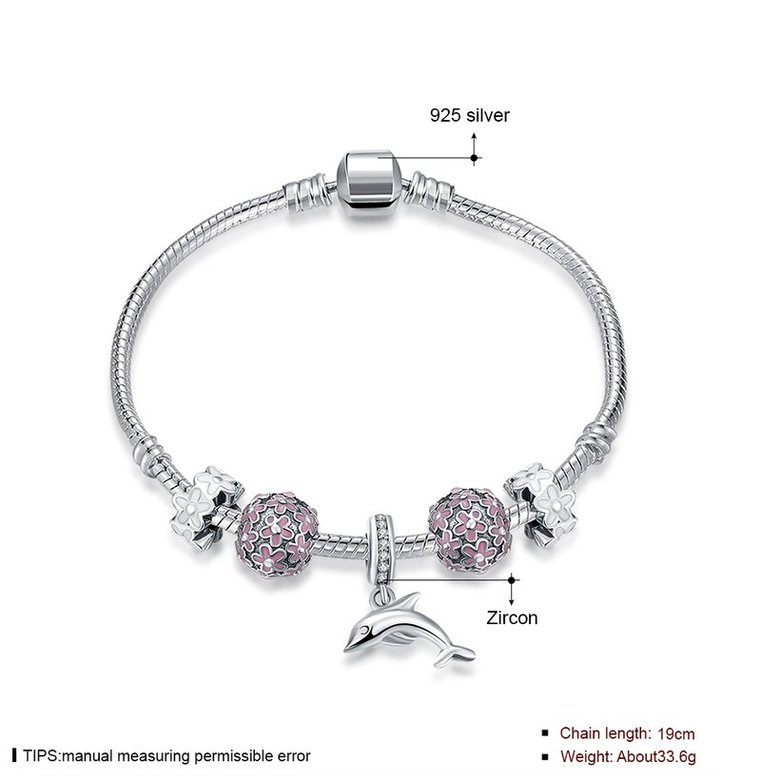 Wholesale Vintage Antique Silver Animal Pink CZ Bracelet TGSLB016 4