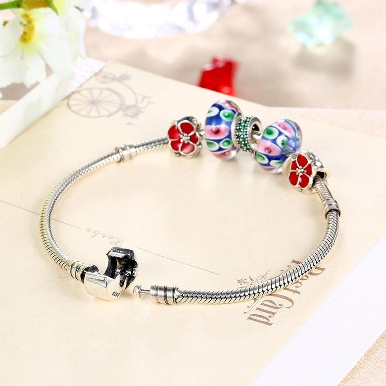 Wholesale Vintage Antique Silver Plant Multicolor CZ Bracelet TGSLB018 0