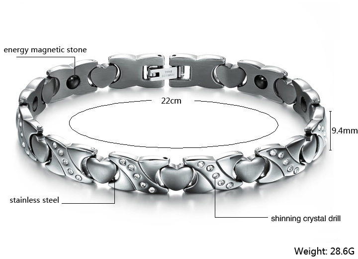 Wholesale Stainless steel radiation protection health magnetic heart shape Bracelet TGSMB048 0