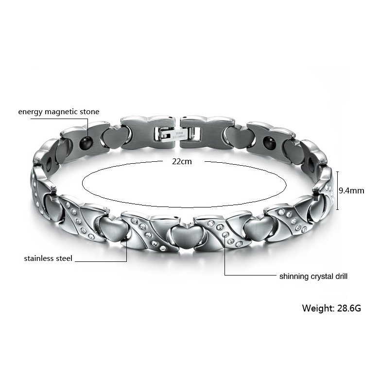 Wholesale Stainless steel radiation protection health magnetic heart shape Bracelet TGSMB048 0