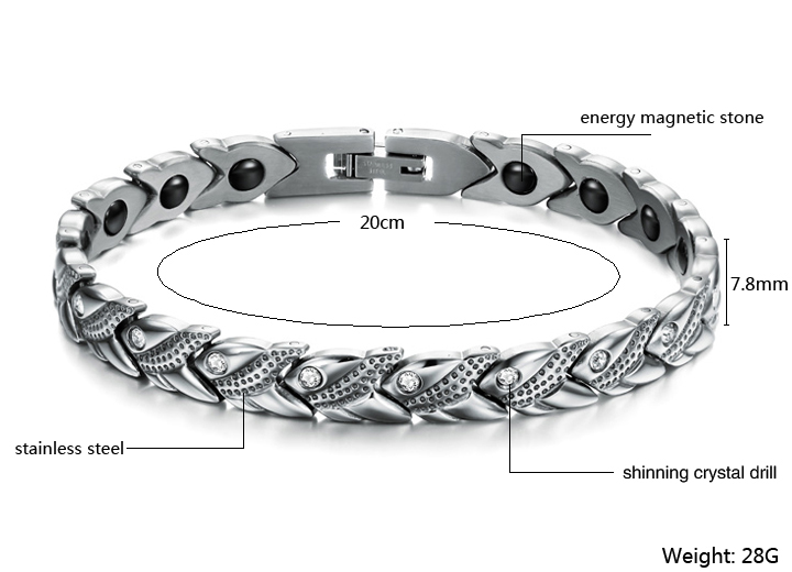 Wholesale Stainless steel radiation protection health magnetic heart shape Bracelet TGSMB049 0