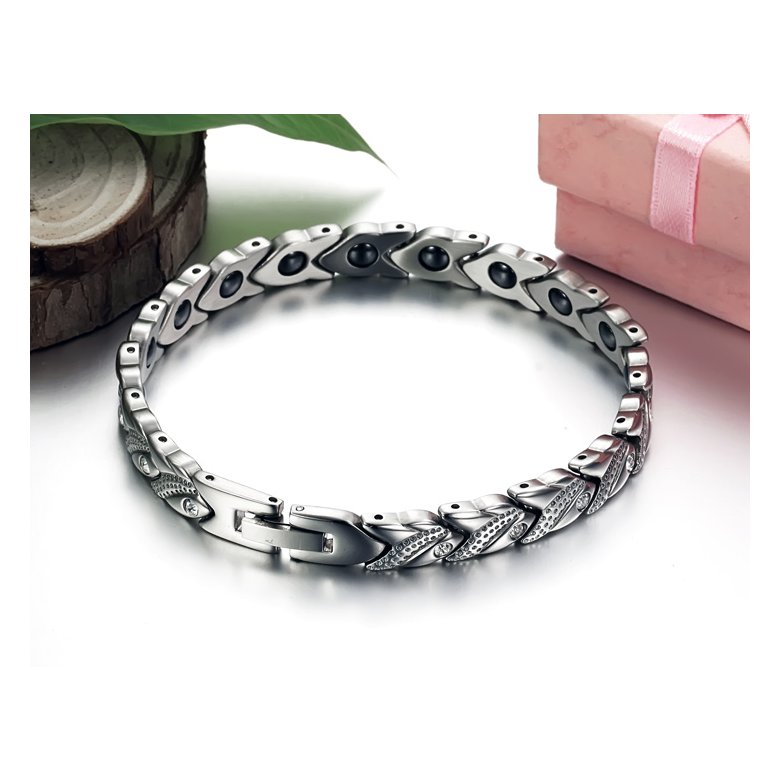 Wholesale Stainless steel radiation protection health magnetic heart shape Bracelet TGSMB049 1