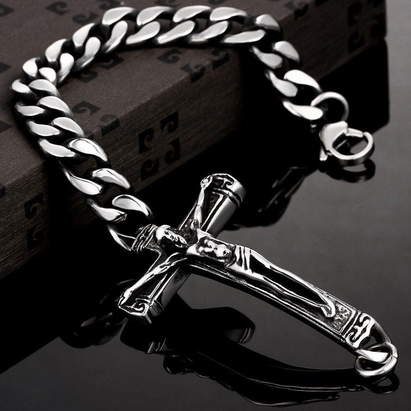 Wholesale Vintage 316L stainless steel Cross Bracelet TGSMB027