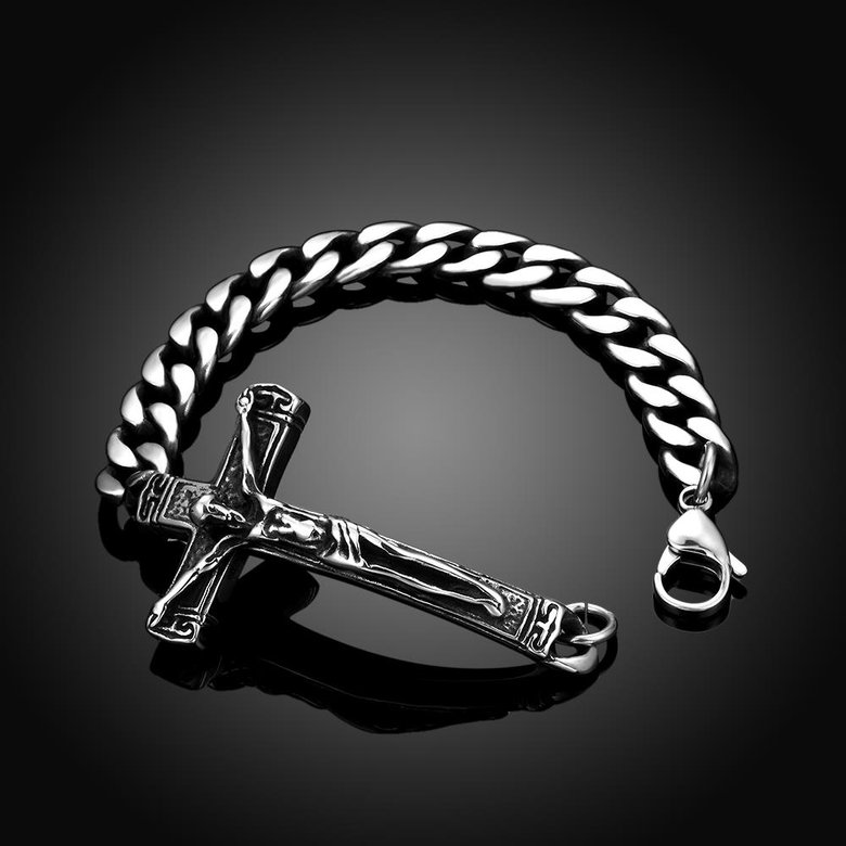 Wholesale Vintage 316L stainless steel Cross Bracelet TGSMB027 2