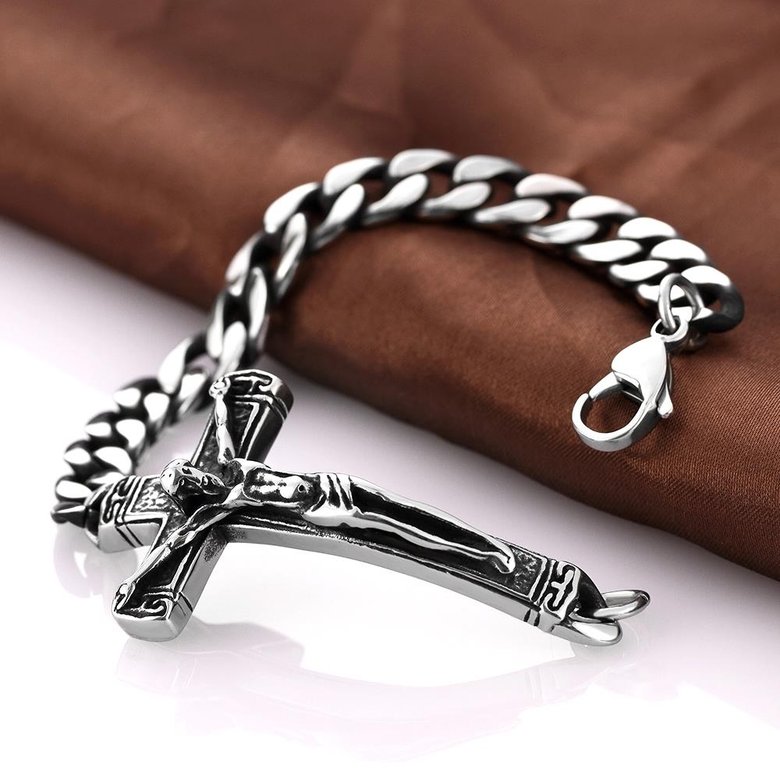 Wholesale Vintage 316L stainless steel Cross Bracelet TGSMB027 3