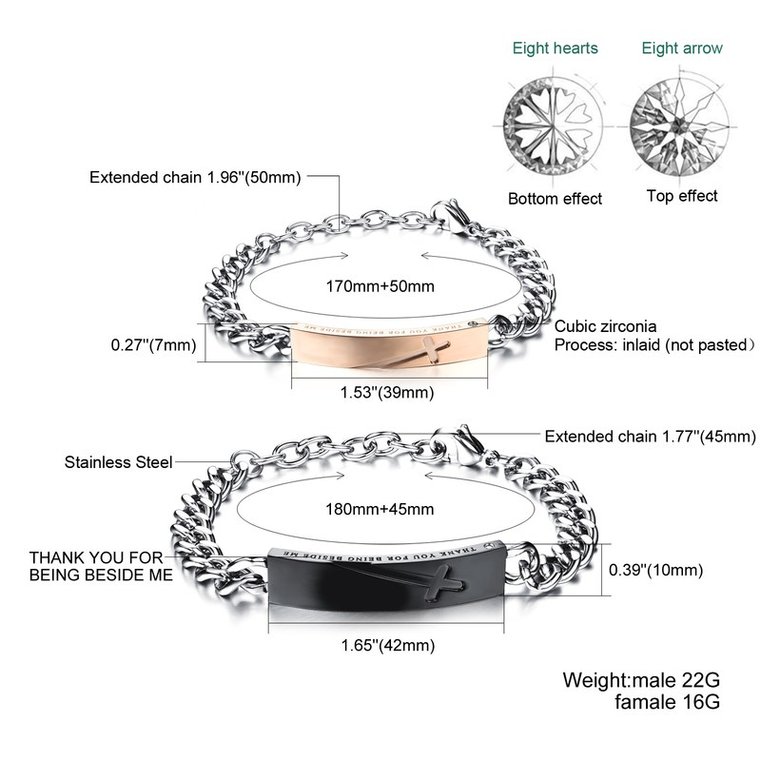 Wholesale 2018 New Fashion Stainless Steel Couples BraceletLovers TGSMB004 1