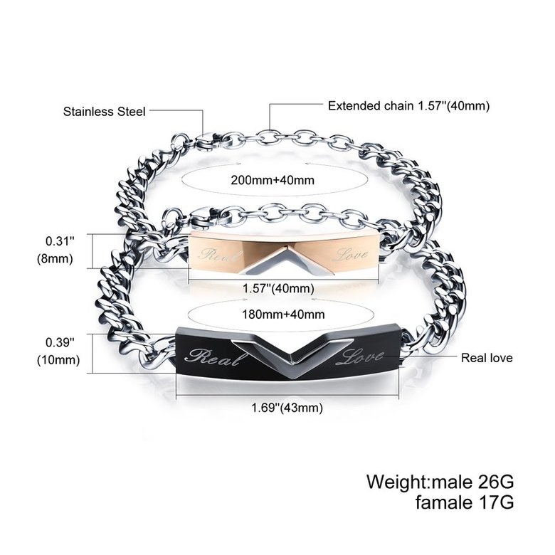 Wholesale 2018 New Fashion Stainless Steel Couples BraceletLovers TGSMB007 1