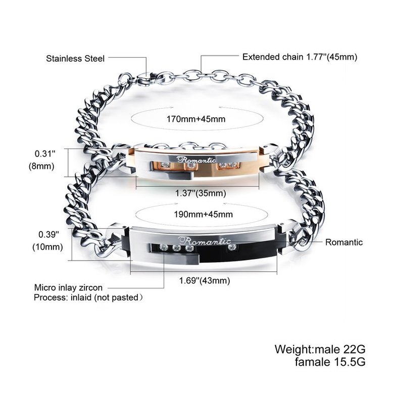 Wholesale 2018 New Fashion Stainless Steel Couples BraceletLovers TGSMB010 1