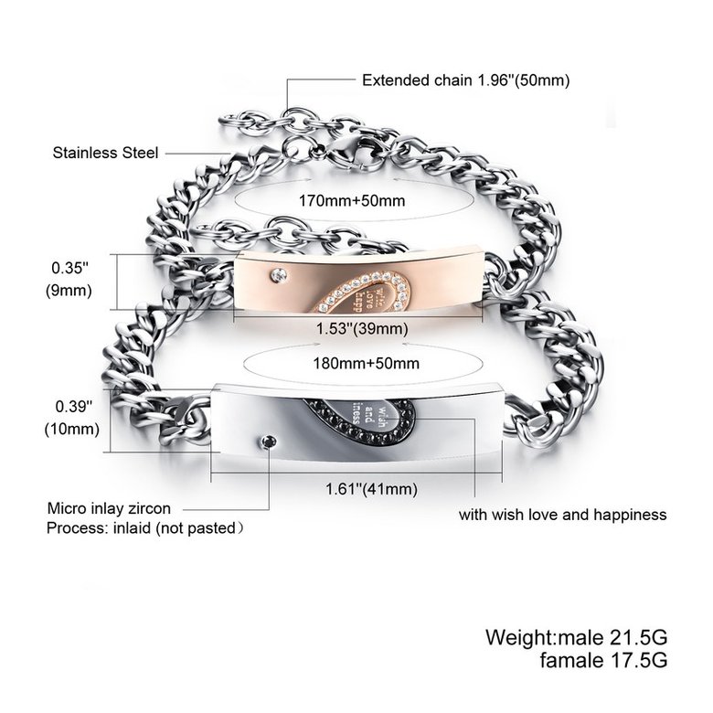 Wholesale 2018 New Fashion Stainless Steel Couples BraceletLovers TGSMB011 0