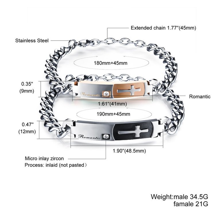 Wholesale 2018 New Fashion Stainless Steel Couples BraceletLovers TGSMB012 0