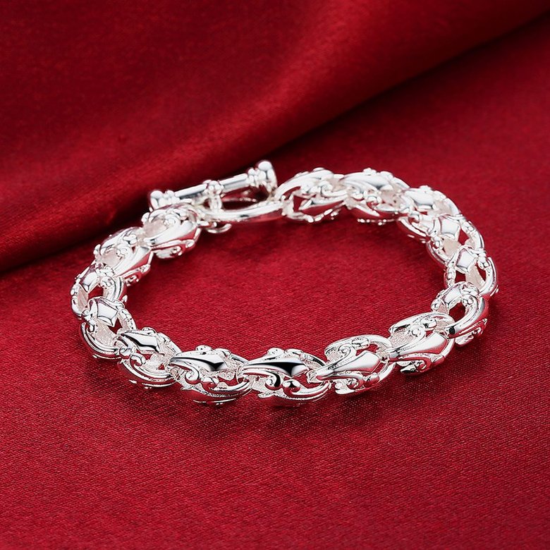 Wholesale Trendy Silver Hollow out flowers Bracelet TGSPB175 2