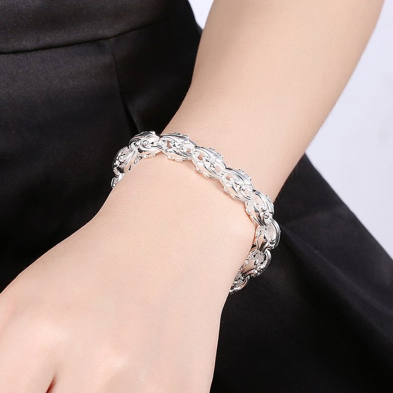 Wholesale Trendy Silver Hollow out flowers Bracelet TGSPB175 3