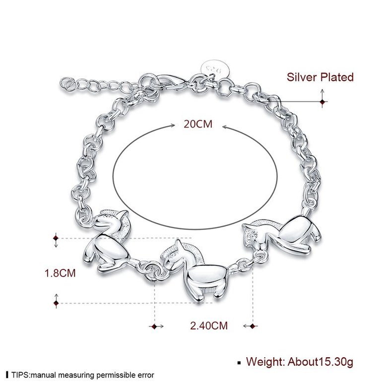 Wholesale Classic Animal Galloping Horse Silver Bracelet TGSPB204 0
