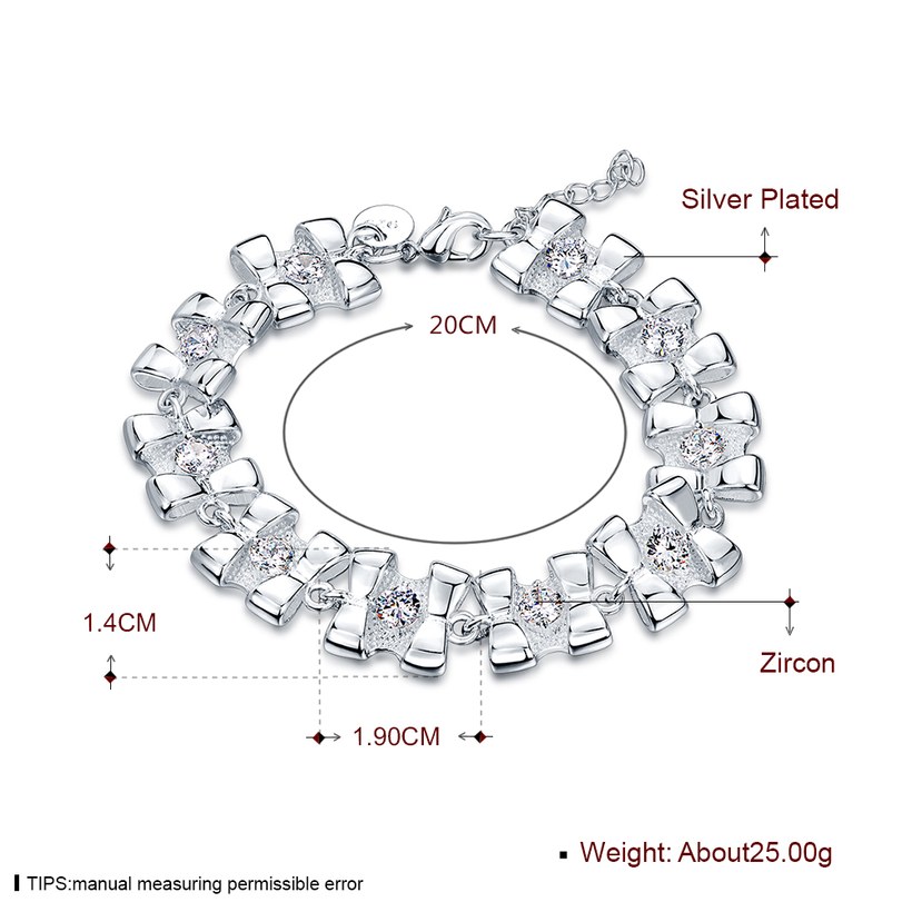 Wholesale Fashion Silver Bowknot White CZ Bracelet TGSPB212 0
