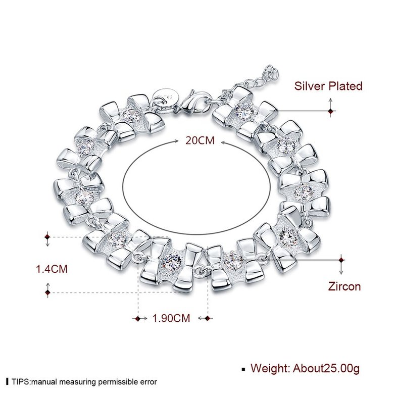 Wholesale Fashion Silver Bowknot White CZ Bracelet TGSPB212 0