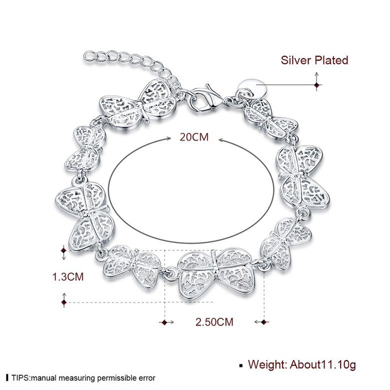 Wholesale Classic Silver Insect Butterfly Bracelet TGSPB214 0