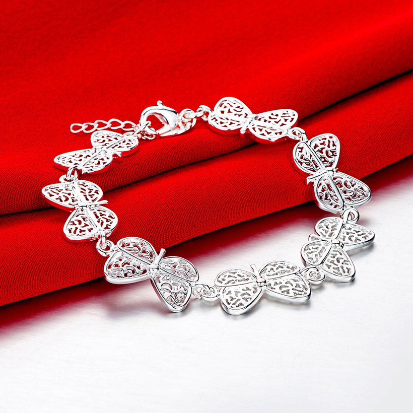 Wholesale Classic Silver Insect Butterfly Bracelet TGSPB214 1