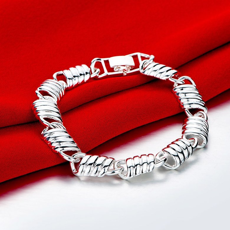 Wholesale Classic Silver Spring chains Lock Bracelet TGSPB218 1