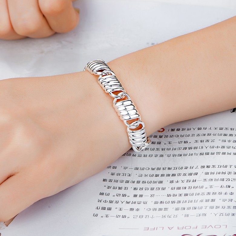 Wholesale Classic Silver Spring chains Lock Bracelet TGSPB218 3