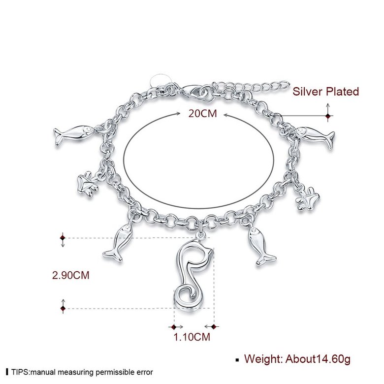 Wholesale Classic Silver Animal Cat Fish Bracelet TGSPB221 0